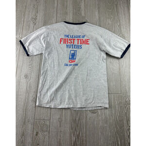 Y2k Hanes Vote T SHIRT Size Medium Gray Womens CNN News t shirt